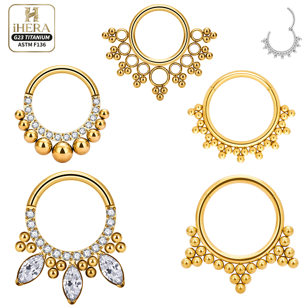 Septum Clicker Ring - ASTM F136 Titanyum Lüks CZ İşlemeli