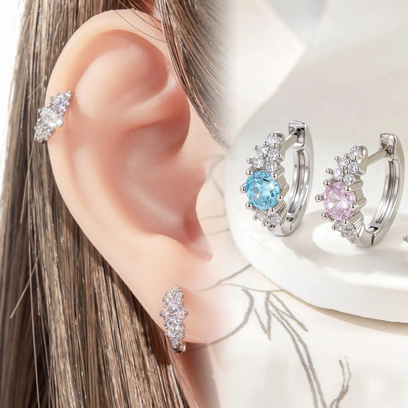 Conch Earring Hoop - Kristal Kübik Zirkon Kulak Halkası, Hassas