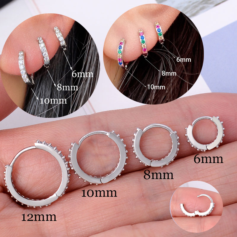 Conch Earring Hoop - Gökkuşağı CZ Huggies Hoop Küpeler Kız