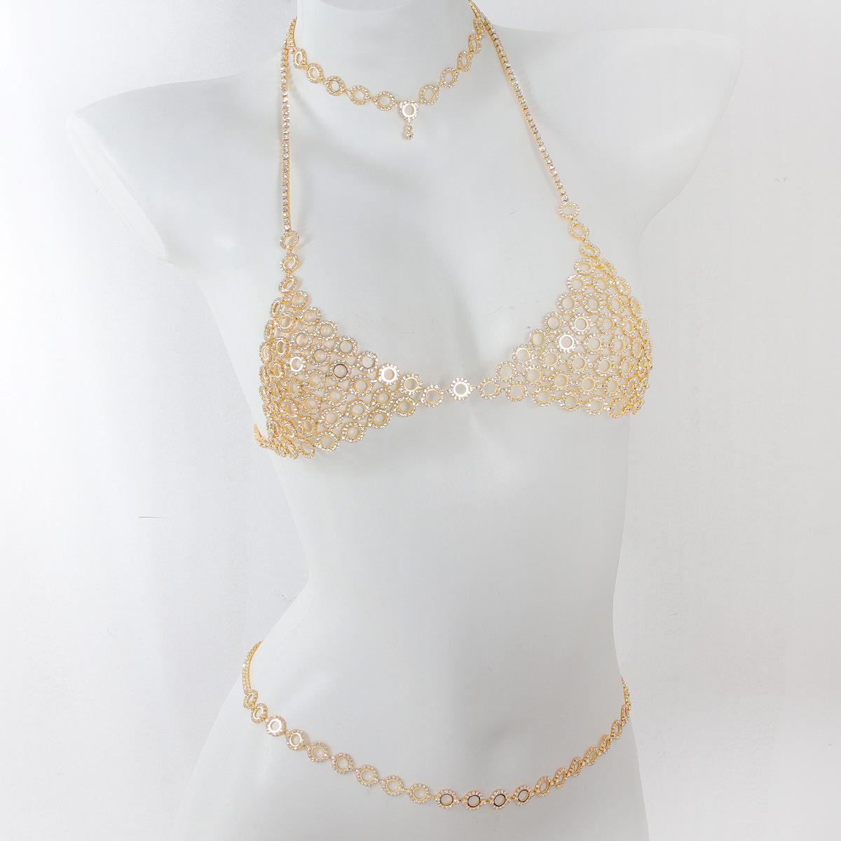 Body Jewelry Bra - Moda dairesel ekleme ışık lüks stil