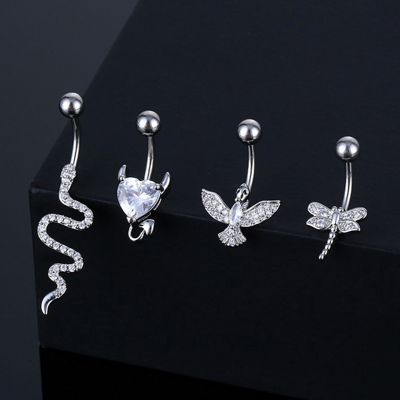 Body Jewelry Barbell - Kristal göbek göbek piercingi hayvan şekli
