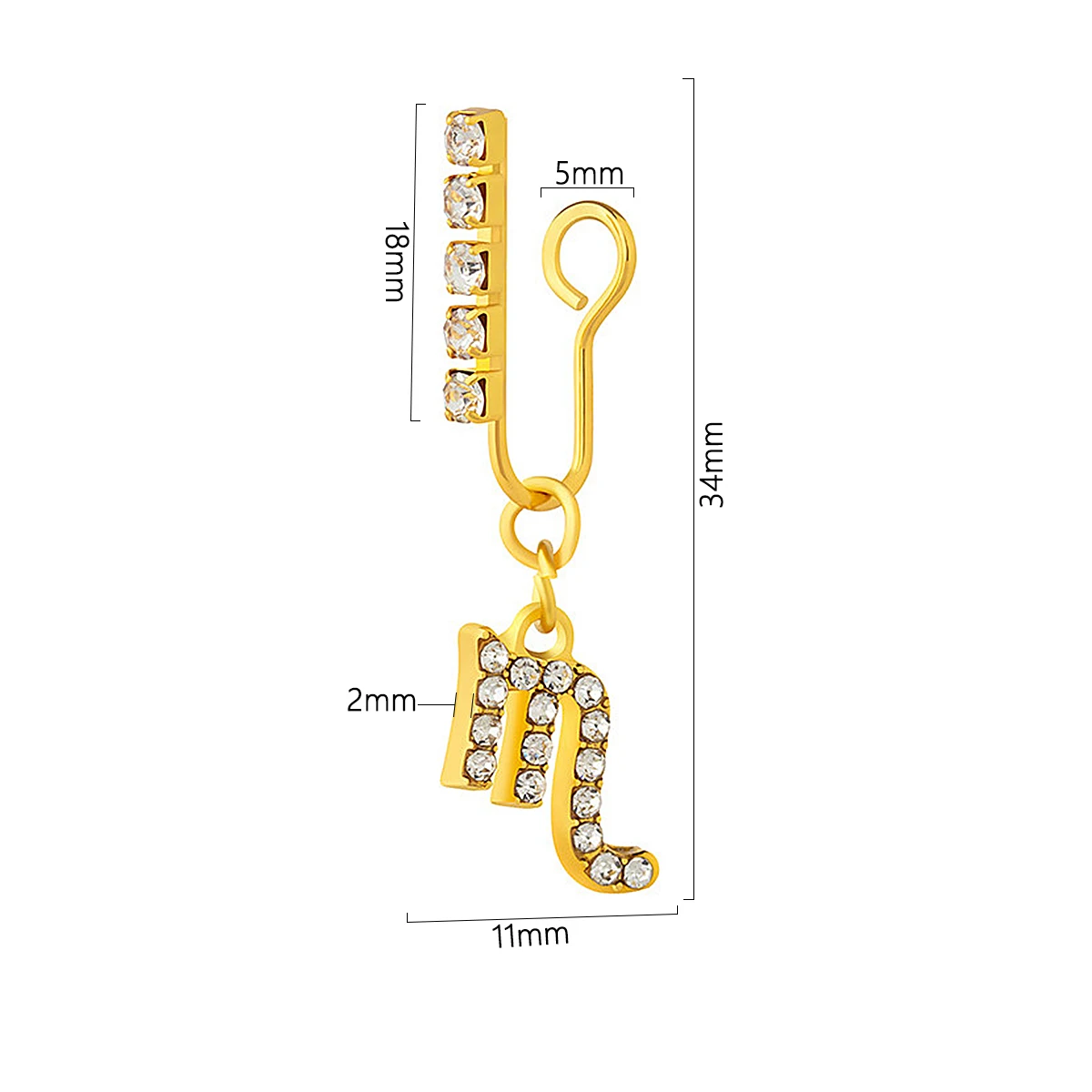 Body Jewelry Ear Piercing - 2 paket kulak klipleri Metal zirkon