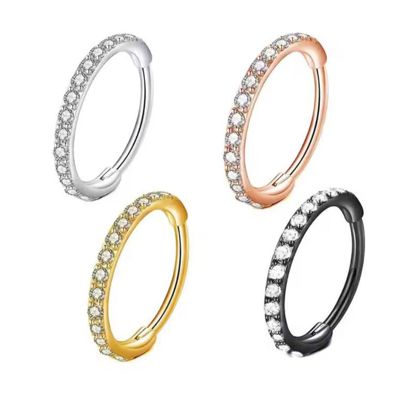 Body Jewelry Ear Piercing - 16G Şeffaf CZ Burun Halkası 316L