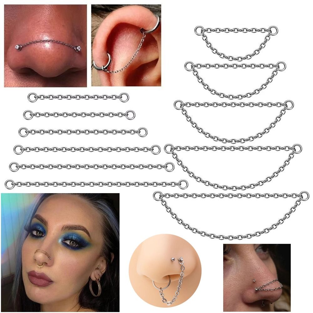 Body Jewelry Ear Piercing - Moda Titanyum Burun Zinciri Üç Katmanlı