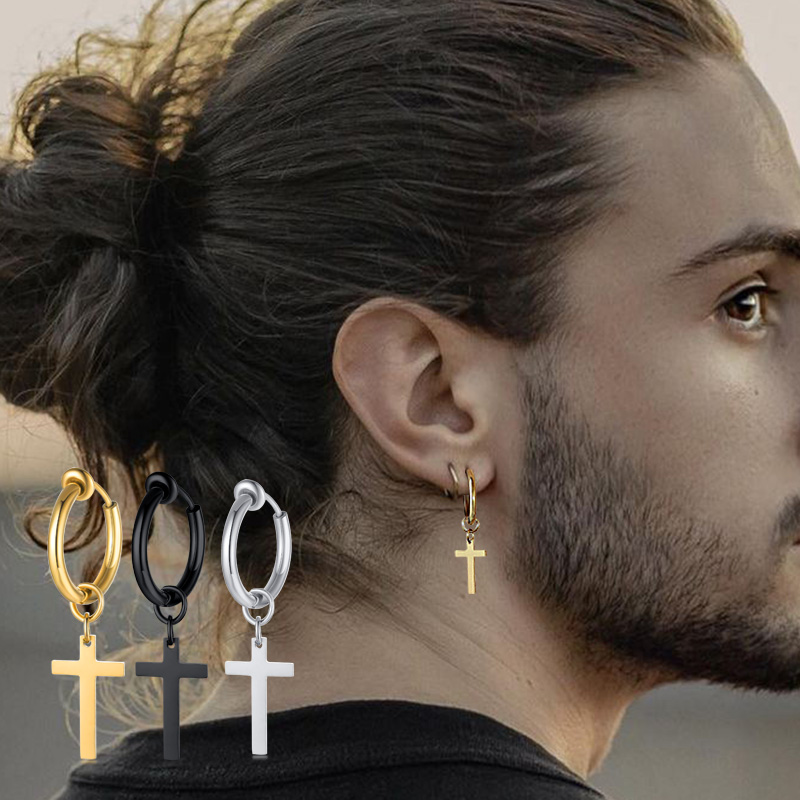 Conch Earring Hoop - Çapraz küpe erkek, geniş halkalı küpe,