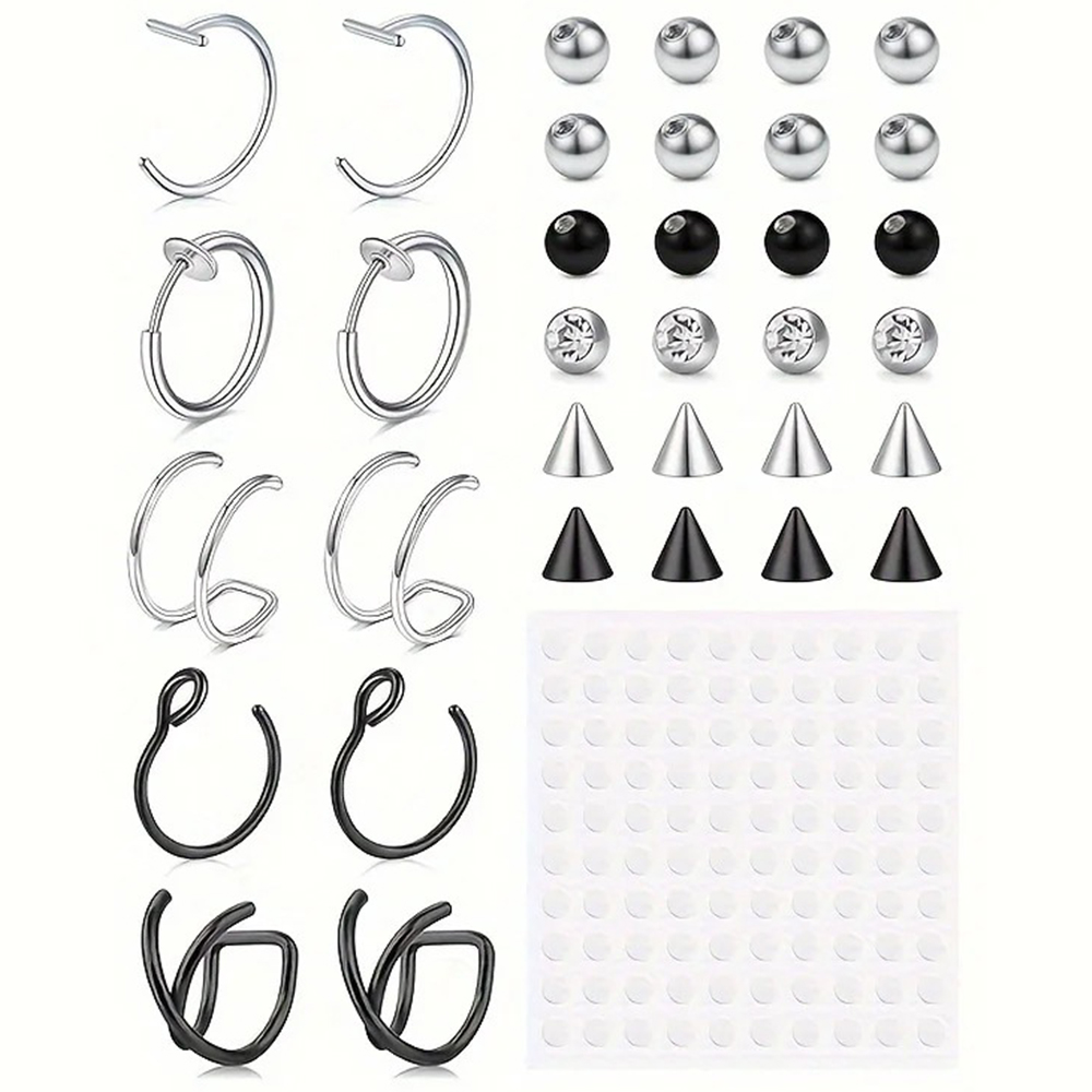 Body Jewelry Ear Piercing - Sahte Piercingler Sahte Dudak Halkası Sahte