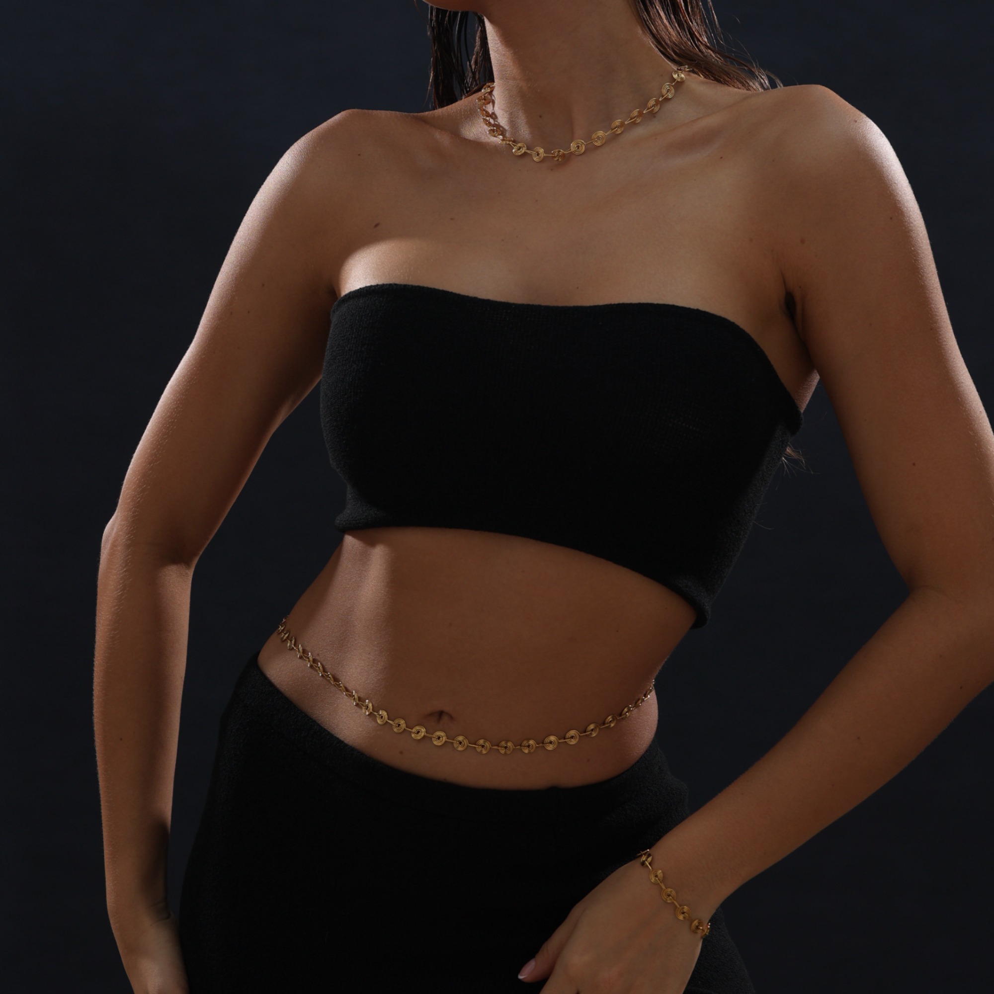Body Jewelry Waterproof - Paslanmaz Çelik Kaplama 18k Altın Spiral