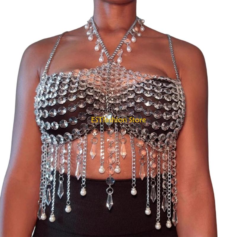 Body Jewelry Bra - Y5GC Kadın Akrilik Kristal Sütyen Yular