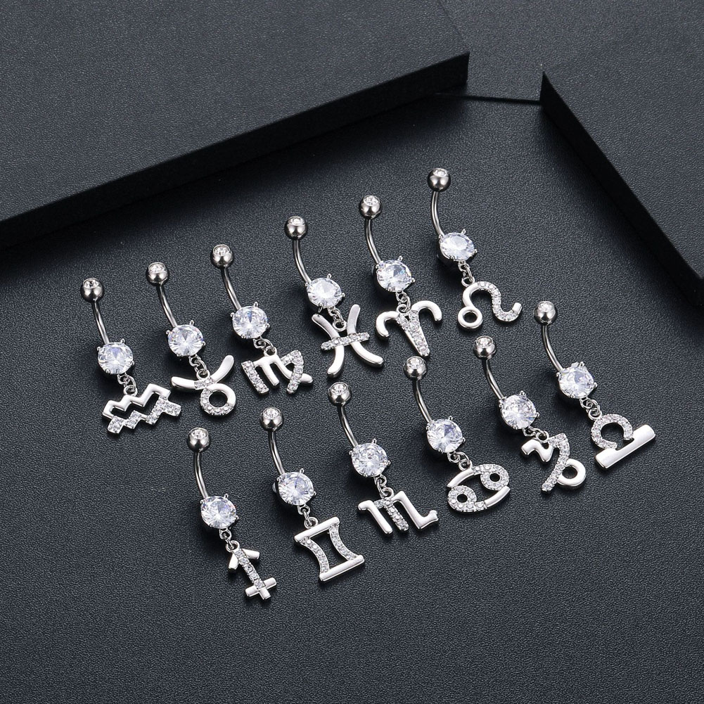 Body Jewelry Barbell - 12 takımyıldızı serisi göbek Piercing göbek