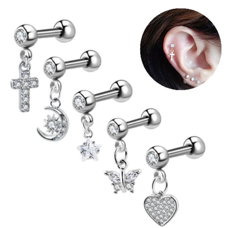 Body Jewelry Barbell - 1 adet ay kulak kıkırdak düğme