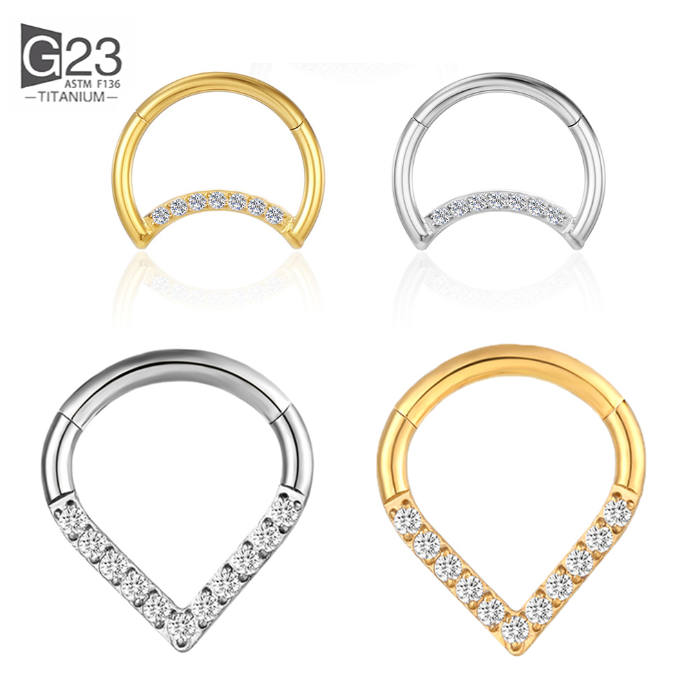 Septum Clicker Ring - F136 Titanyum Menteşeli Gözyaşı Damlası Segment
