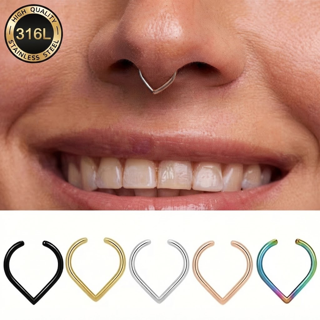 Body Jewelry Ear Piercing - 5 adet paslanmaz çelik sahte burun