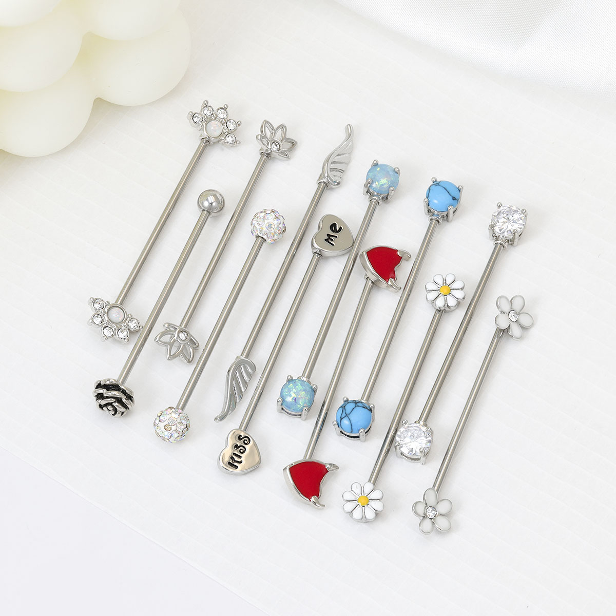 Body Jewelry Barbell - 16G oklar kalpler endüstriyel halter cerrahi