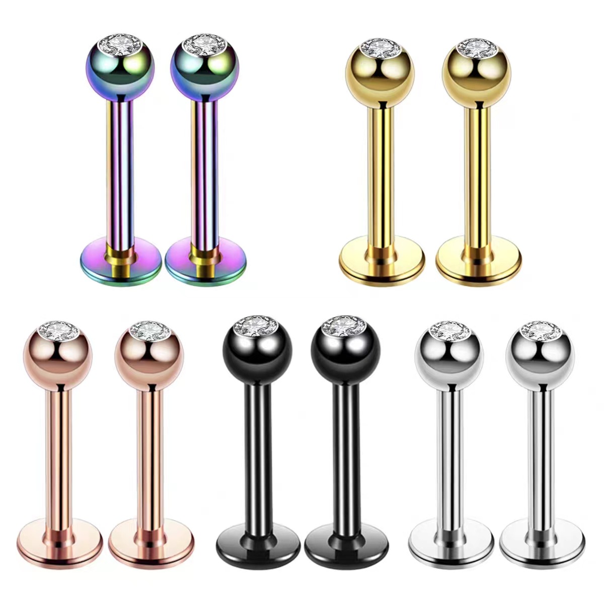 Body Jewelry Ear Piercing - 16G Cerrahi Çelik Toplu CZ Dudak
