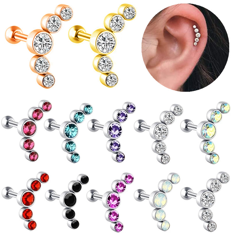 Body Jewelry Barbell - 1 adet kristal kıkırdak piercing Helix