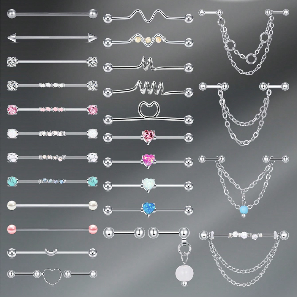 Body Jewelry Barbell - 14G Endüstriyel Barbell Kıkırdak Küpesi Vücut