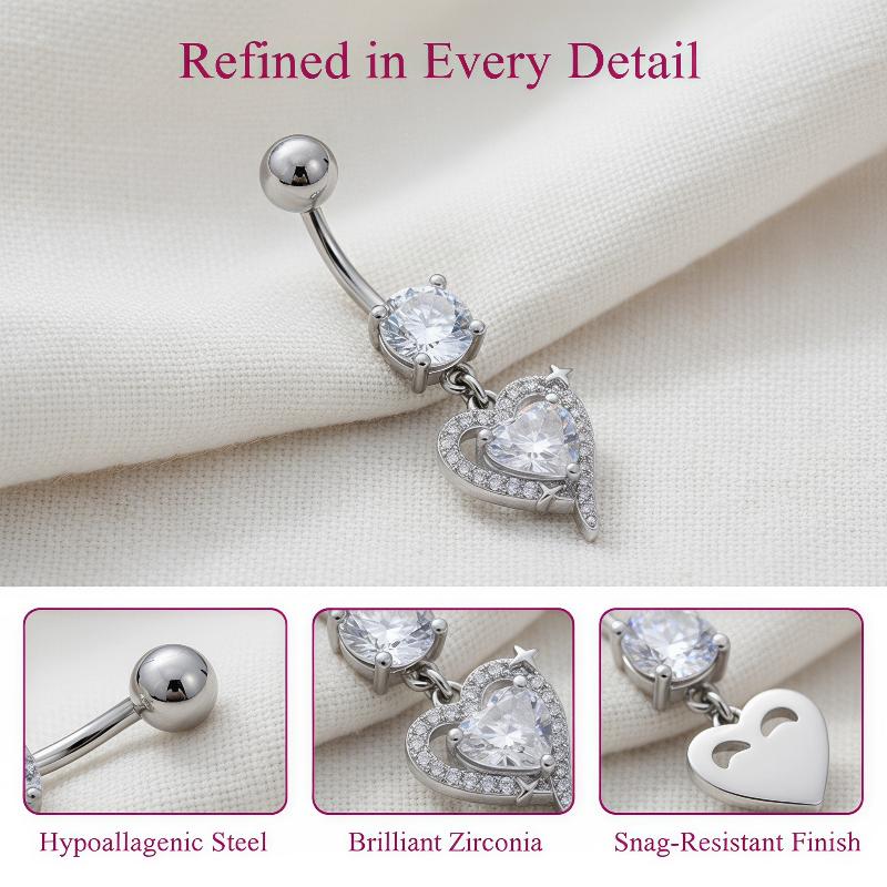 Body Jewelry Barbell - 1 adet zarif Dangle göbek deliği