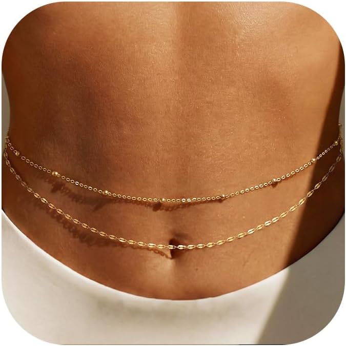 Body Jewelry Waterproof - 14 Ayar Altın Kaplama Bel Zinciri