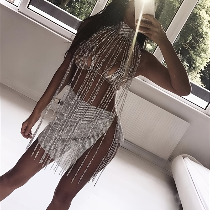 Body Jewelry Bra - Kadınlar İçin Seksi Kristal Taşlı Sütyen