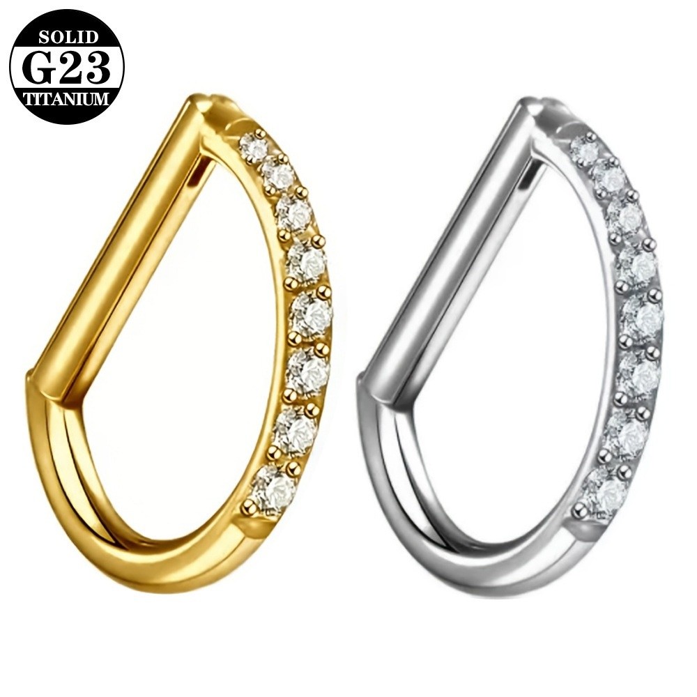 Septum Clicker Ring - ASTM F136 Titanyum Septum Halkası CZ