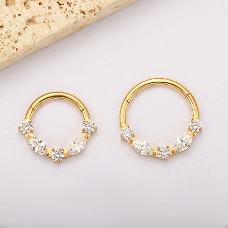 ASTM F136 Titanyum Markiz CZ M - Septum Clicker Ring incelemesi ve fiyatı