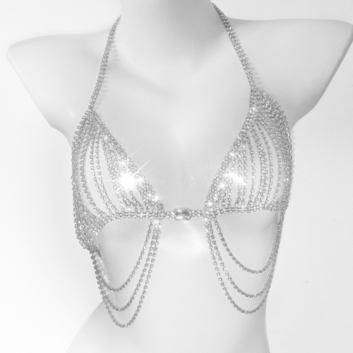 Moda püsküller seksi Rhineston - Body Jewelry Bra incelemesi ve fiyatı
