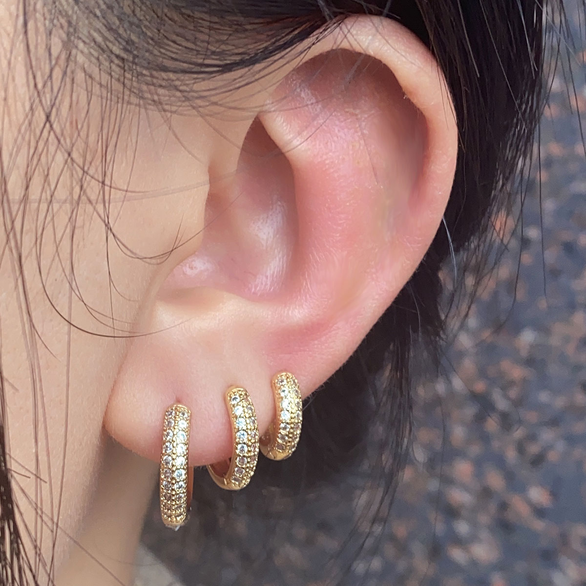2024 Moda Çift Sıralı Zirkon H - Conch Earring Hoop incelemesi ve fiyatı
