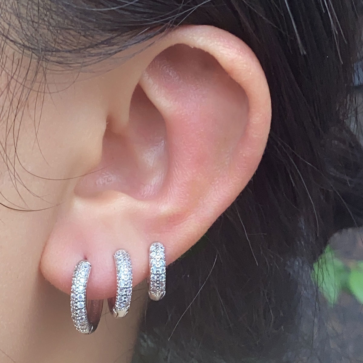 2024 Moda Çift Sıralı Zirkon H - Conch Earring Hoop incelemesi ve fiyatı