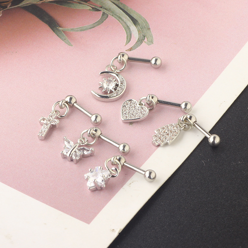 1 adet ay kulak kıkırdak düğme - Body Jewelry Barbell incelemesi ve fiyatı
