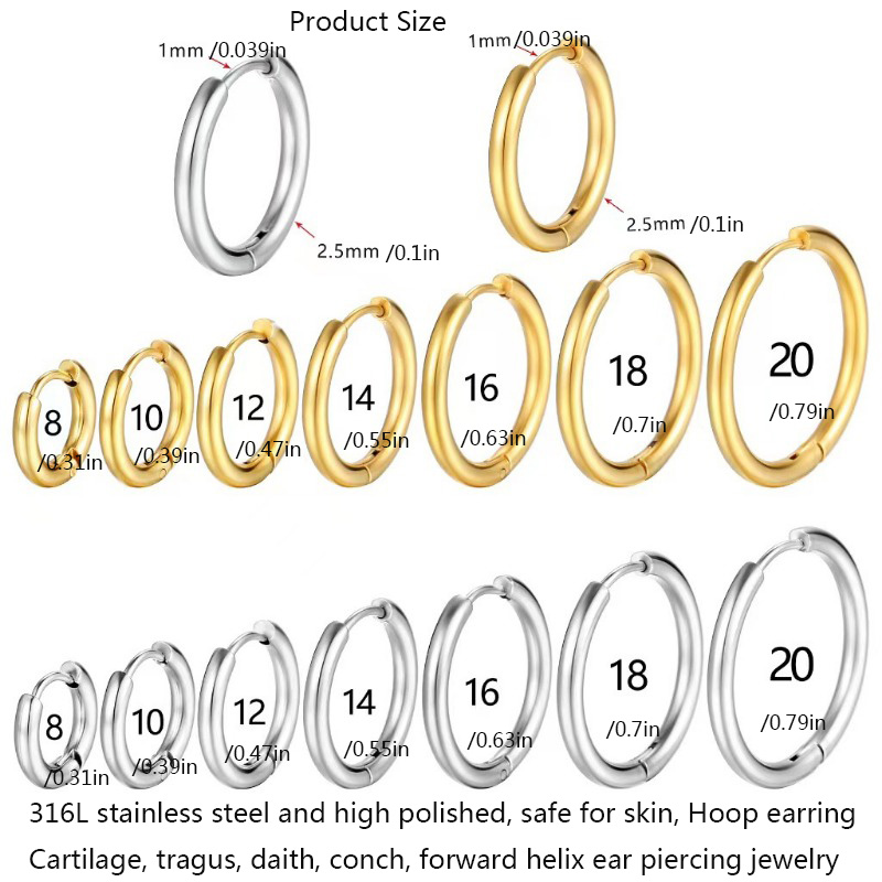 1 çift 316L Paslanmaz Çelik Kü - Conch Earring Hoop incelemesi ve fiyatı