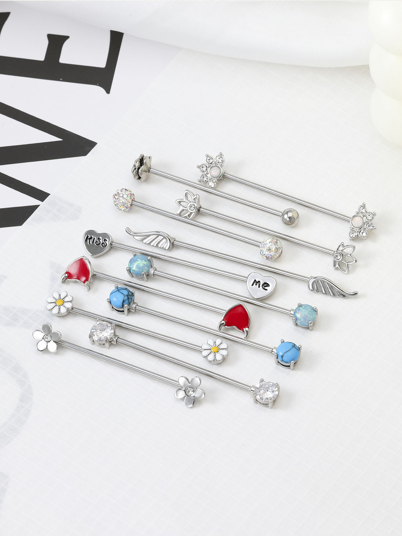 16G oklar kalpler endüstriyel  - Body Jewelry Barbell incelemesi ve fiyatı