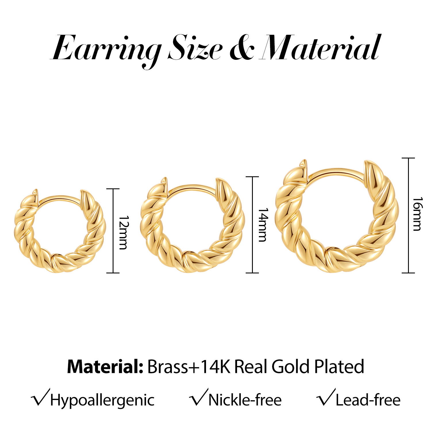 12/14/16mm Trendy Bükülmüş Küç - Conch Earring Hoop incelemesi ve fiyatı